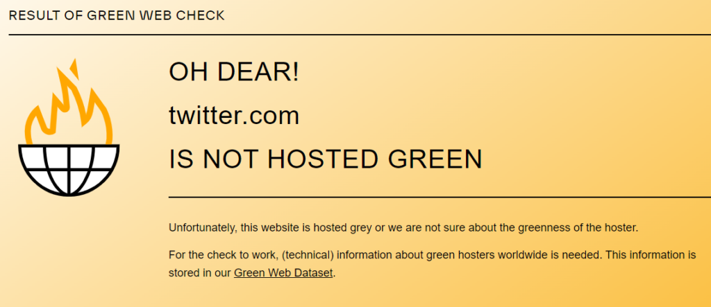 twitter.com har inget grönt webbhotell enligt Green web check och är därför markerad grå.