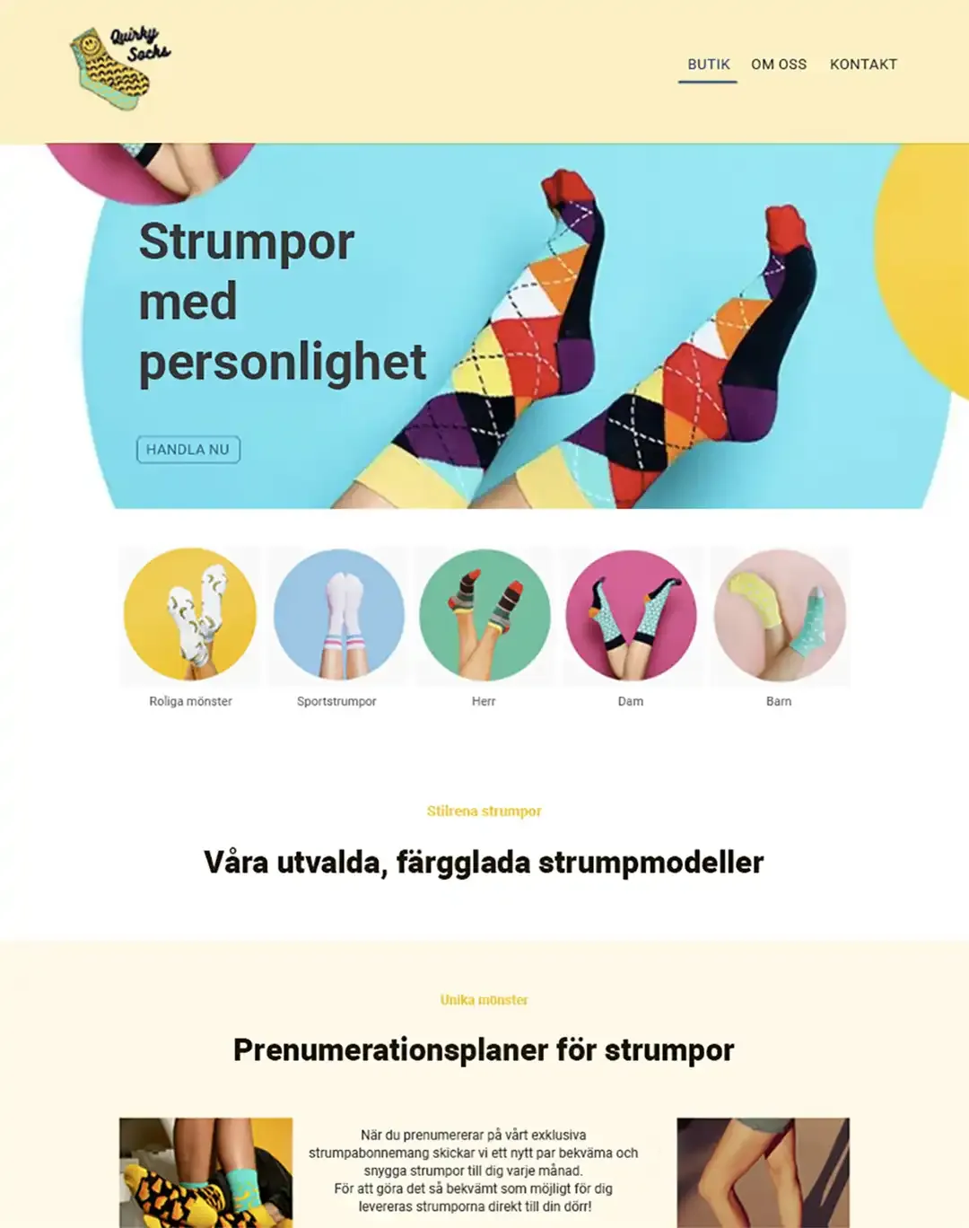 Skärm: Exempeldesign för strumpor och strumpor