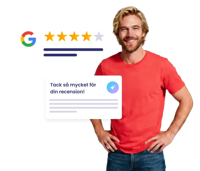 Ung man visar upp recensioner på nätet